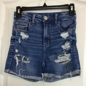 American Eagle Curvy Hi-Rise Shortie Shorts, Sz 0 (Waist 22)